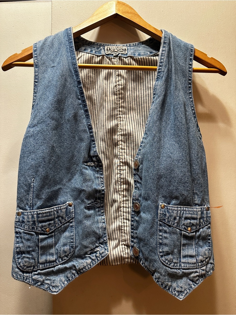 Vintage Denim Vest with Front Pockets